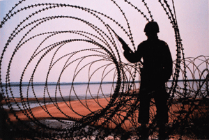 Circled barbed wire